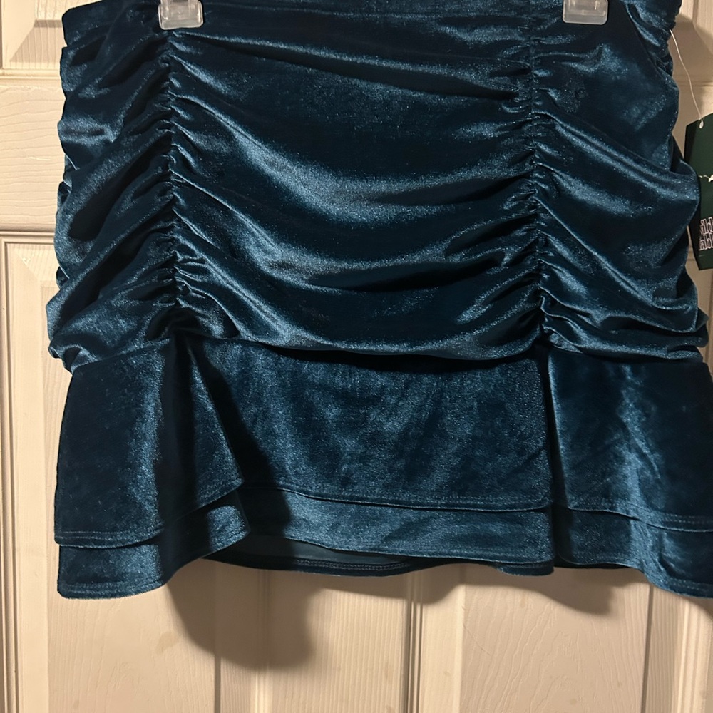 Wild Fable Teal Velvet Mini Skirt